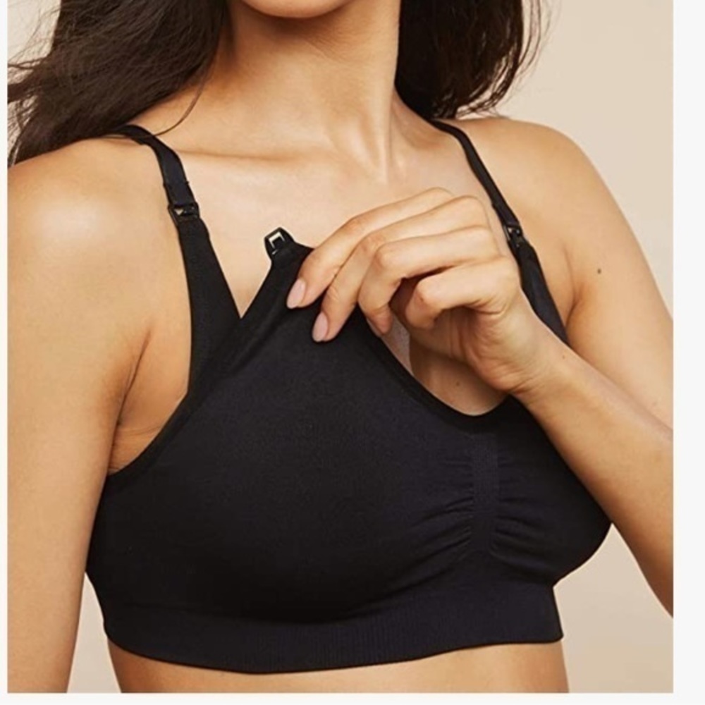 2 pack hands free black nursing bras pumping bra padded pregnancy NEW M L XL
